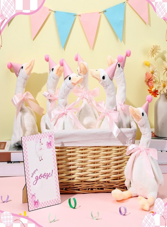 Blueweenly 8 Sets One Silly Goose Birthday Decoration 15.7 Inch Soft Silly Goose Stuffed Animal Hat with Wood Table Decor for Birthday Party Decoration - Image 2